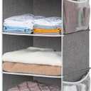 StorageWorks Hanging Closet Organizer, 5-Shelf Hanging Shelves with 2 Hooks, Foldable Space-Saving Design, Closet Organizers and Storage for Bedroom, Dorm, Locker, Gray (Grey)