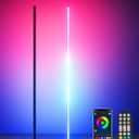 2PCS Smart RGB LED Corner Floor Lamp with App and Remote Control, 65" Color Changing Standing Lamp with Music Sync and 16 Million DIY Colors, Modern Floor Lamps for Bedroom Living Room Gaming Rooms, Black