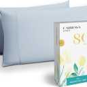 Carressa Linen Luxury Egyptian Cotton King Size Pillow Cases Set of 2-800 Thread Count Sky Blue Pillowcases for Sleeping, Soft, Cooling Pillow Cover, Extra Long Staple Hotel Quality Pillow Cases