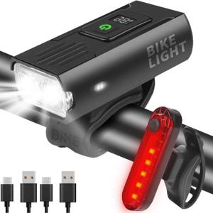 Victoper Bike Light, High Lumens Super Bright Bicycle Lite, 6+4 Modes USB Rechargeable Bike Headlight & Taillight Set, Waterproof Safety Bike Front & Rearlight for Road, Mountain, Night Riding