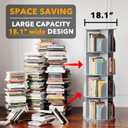 SpaceAid 4 Tier Rotating Bookshelf Tower, Spinning Bookcase Lazy Susan, Revolving 360 Book Shelf Storage Round Carousel, Vertical Rotate Turning Spiral Corner Organizer, Gray, 4 Tier, 50" H