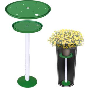 YLSAZL 2 Pack Adjustable Height Plant Risers for Inside Pots,11-17" Rise Plant Risers for, Indoor & Outdoor Insert with, Tall Square Round Taper Planter with 6''8" 10" Base & Top Green - Short