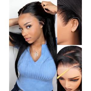 Arabella 13x6 Glueless Wigs Human Hair Three-Goᵀᴹ HD Lace Front 15A Straight Wigs Human Hair 210% Density Wear and Go Glueless Wig Pre Plucked Pre Cut Drawstring Wig Beginner-Friendly 20 Inch