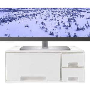 Computer Monitor Stand Riser, Desk Organizer with Drawer, Laptop Stand, Office Desk Accessories & Workspace Desktop Organizers Storage for Office Supplies(White)