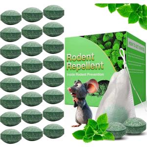 Mouse Repellent Rat Repellent, 24Pcs Peppermint Oil Moth Balls, Natural Ingredients Mice Balls Deterrent Indoor Pest Insect Control, Family & Pet Safe