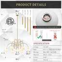 CATINER Large Sputnik Chandeliers 12 Lights Modern Gold Chandelier for High Ceiling L52” Mid Century Ceiling Pendant Light Fixtures with Milk Glass Globe Shades for Living Dining Room Foyer Staircase