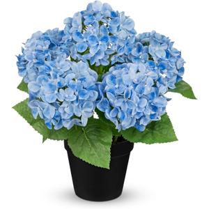 Artificial Hydrangea Flowers in Pot, True Touch Latex Faux Hydrangea Plant, Realistic Blue Potted Flower Arrangement for Home Decor, Table Centerpiece, Office Desk, Wedding Decor, Indoor Fake Plant