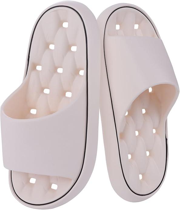 Quick Drying Shower Shoes Men Lightweight Shower Slippers with Drain Hole Soft Women Bathroom Slippers for Gym, Spa, Pool Anti-Slip Shower Shors Home Bathing Slipper Sandals, Size: 7.5-8 Wide Women/6.5-7 Wide Men