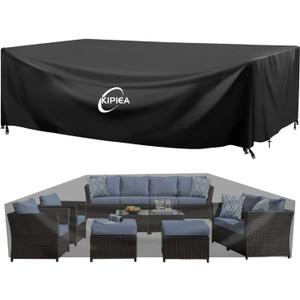Kipiea Outdoor Furniture Covers Waterproof, 420D Heavy-Duty Patio Furniture Set Covers, No Tears Anti UV No Fading(138" L x 103" W x 36" H)