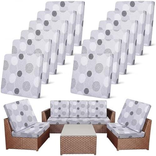 Newwiee 8 Pcs Stretch Patio Cushion Covers Dahlia Flower Outdoor Cushion Cover Replacement Furniture, Floral Sofa Couch Slipcovers Waterproof Washable Thin Breathable Summer Home Decor(Classic Color)