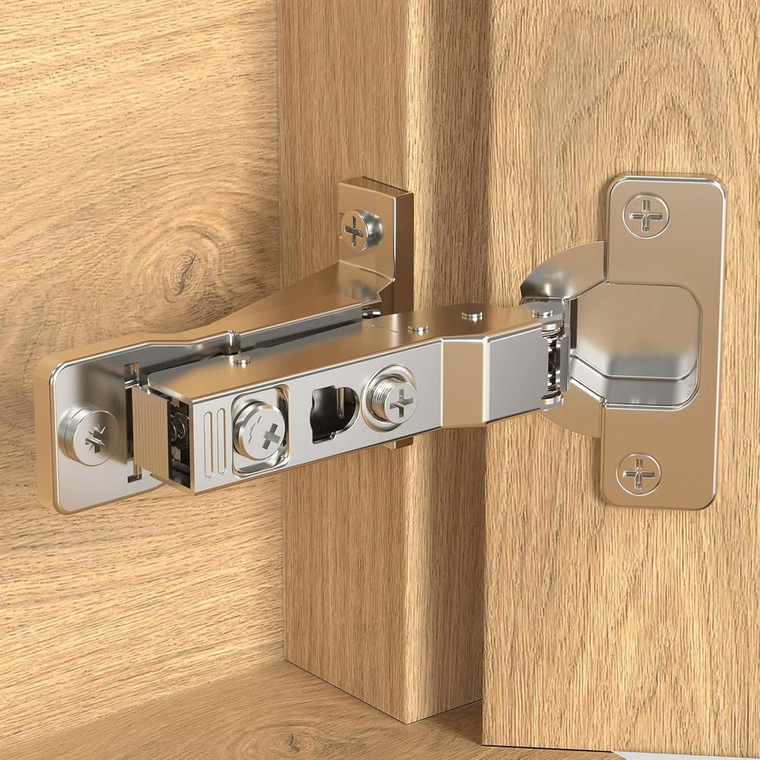 Onemake 8 Pack 110 Face Frame Inset Cabinet Hinges, Soft Closing 3D Adjustment, Clip On Plate, Smooth Slow Close Concealed Hidden Replacement, Easy Installation, Insert Hardware for Kitchen Cupborad