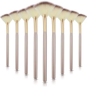 9 Pieces Facial Fan Mask Brushes, Soft Facial Applicator Brushes Tools for Peel Glycolic Makeup for Mud Cream(Champagne)