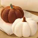 Fall Decor, Fall Pumpkin Throw Pillows for Couch, Pumpkin Plush Pillows for Halloween Home Living Room Decorations, 11.8"x6", White+Brown, Set of 2