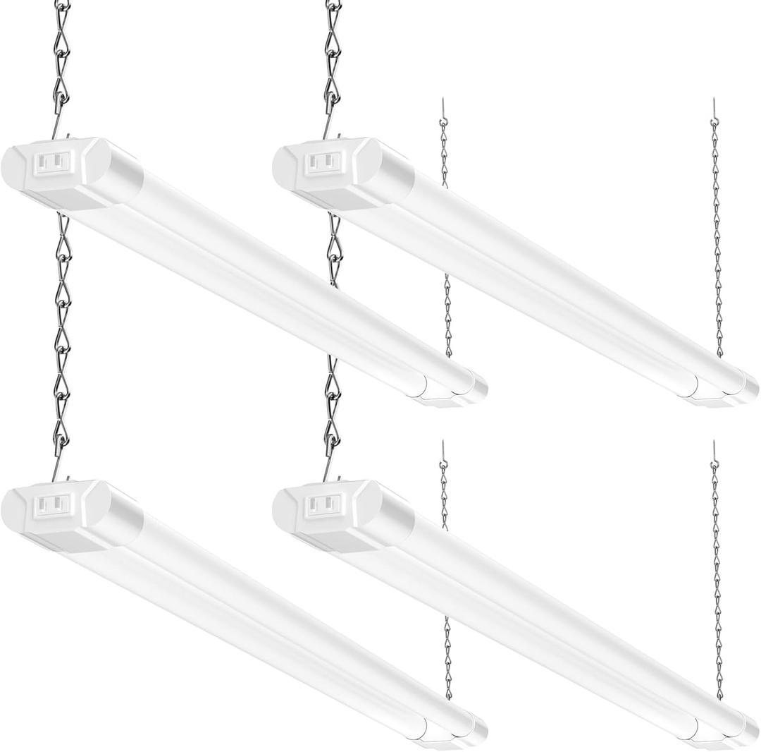 BBOUNDER 3FT LED Shop Light Fixture, Super Bright 3300LM, Cool Daylight White 6500K, Ceiling or Hanging Mount, Durable Garage Shop Lighting for Warehouse, Workbench, Basement, and Business Use, White