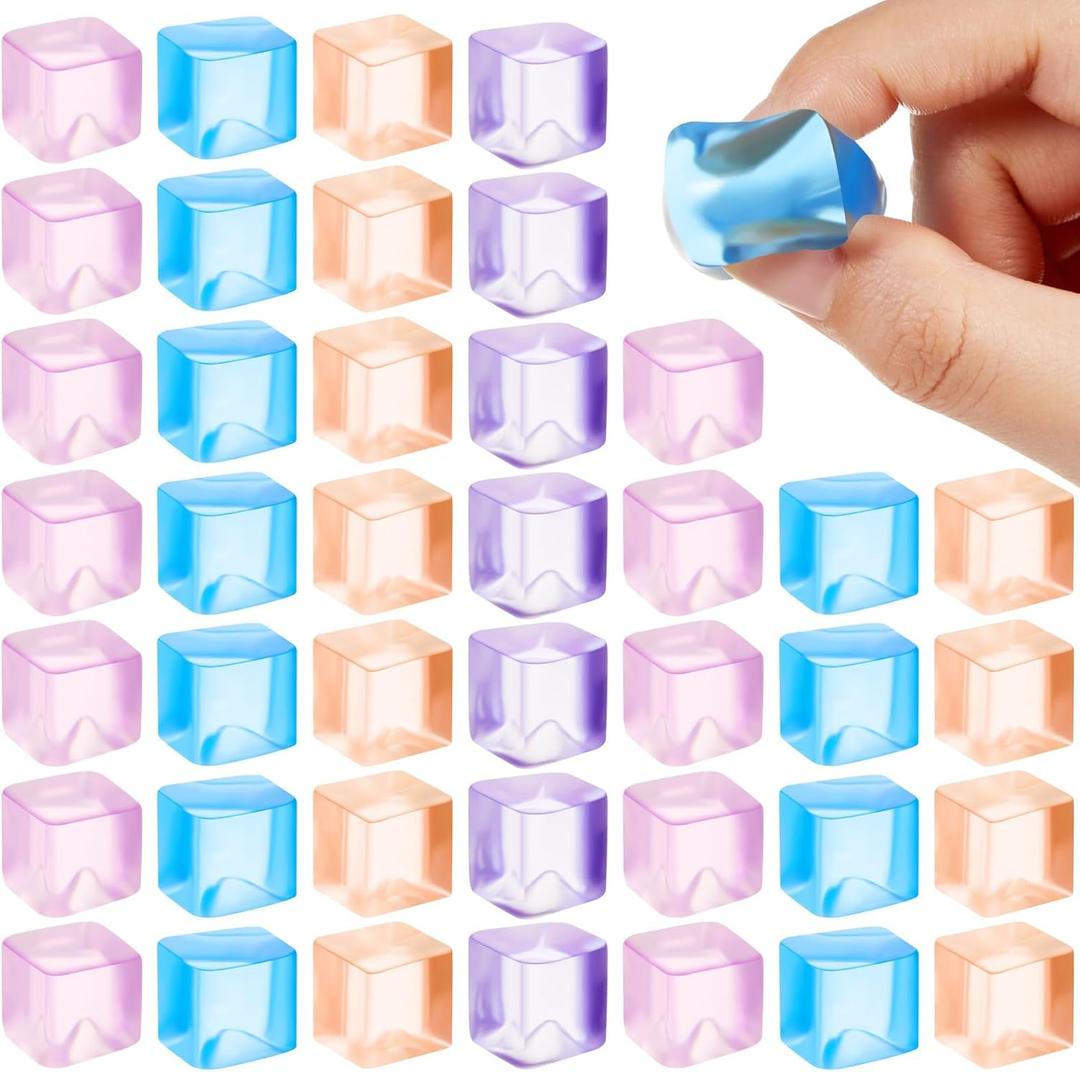 Poen 50 Pcs Stress Balls Fidget Toys Cube Toys Fidget Stress Relief Sensory Cube Balls 0.7 x 0.7 Inches for Adults Party Favors Gifts, Random Colors