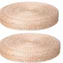 HUAWELL 2 Pack Super Bigger Size Tatami Floor Pillow Sitting Cushion, Round Padded Room Floor Straw Mat for Outdoor Seat Dia: 60CM (23.6), 2 Count