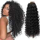 8 Packs Curly Crochet Hair GoGo Curl Crochet hair for Women Natural Black Deep Wave Braiding hair, Synthetic Bohemian Crochet Braid Water Wave Crochet hair Extensions(18inch, 1B)