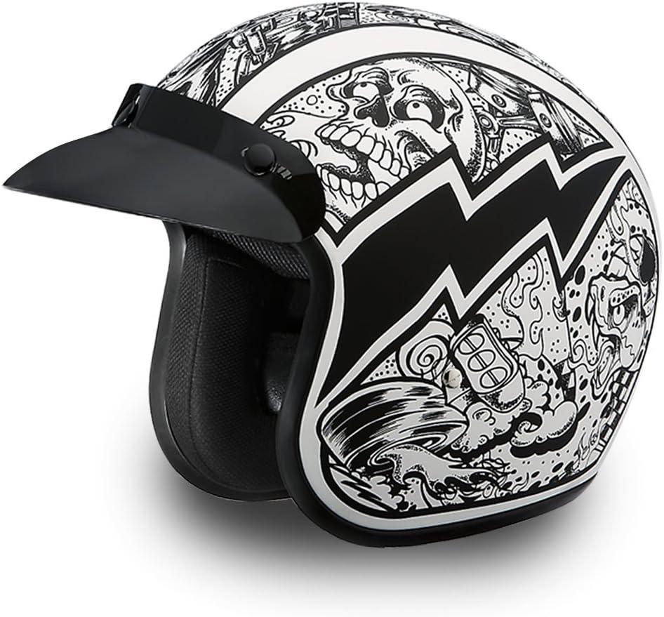 Daytona Helmets 3/4 Shell Open Face Motorcycle Helmet - DOT Approved, Lightweight & Comfortable, Vintage Design for Scooter, Cruiser & Street Bikes - Adjustable Fit, Enhanced Ventilation & Clear Visor
