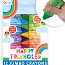 Ooly Jumbo Triangle Crayons for Toddlers Set of 12, Non-Toxic Triangle Shaped Easy to Hold Crayons for Toddler, No Rolling Crayon, Summer Crafts for Kids
