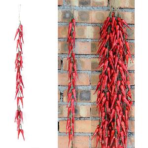 Artificial Chili String, 1 Pack Simulation Artificial Lifelike Fake Vegetable Artificial Chili Red Pepper Hanging String Photography Props for Home Office Kitchen Harvest Decoration (Red Chili, 1pc)