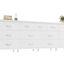 Huuger 70 Inch White Dresser for Bedroom, TV Stand for 65, 75, 80 Inch TV, 13 Fabric Drawer Long Dresser, Wide Chest of Drawer, Storage Units for Bedroom