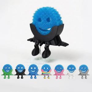 Creative Hanging Sponge Holder with Drainage/Traceless Glue, 3D Printing Countertop Funny Sponge Holders for Kitchen Sink, Keeps Your Sponge Dry & Smiling, for Scrub Daddy Holder (1, Black)