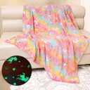 Unicorn Blanket for Girls, Unicorn Glow in The Dark Blanket, Pink Unicorn Blanket for Kids, Soft Fleece Blanket Throw 50"x60"