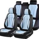 Coverado Auto Seat Covers, Car Seat Covers Full Set, Blue Car Seat Cover, Driver Seat Covers Front Seats Rear Seat Cover, Luxury Car Seat Cushion,Leather Seat Cover Seat Protector Fit for Most Cars | Black/Blue, FullSet