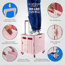 Folding Utility Cart Portable Rolling Crate Handcart Shopping Trolley Collapsible Tool Box, with Lid, Basket on 4 Rotate Wheels, for Grocery, Shopping, Office, Teacher (Pink)