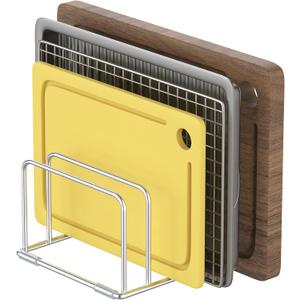 1-Pack Cutting Board Organizer, Cutting Board Holder Stand, Stainless Steel Cutting Board Holder, Cutting Board Storage Rack with 4 slots for Baking Sheet and Cookie Sheet,1.0+1.2 Inch Slots (1 PC)