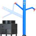6ft Blue Inflatable Tube Dancing Man with Blower | Attention-grabbing Air Puppet Dancer for Business Promotion, Store Advertising, Party Decorations. Complete Set with Blower