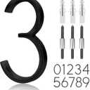 5" Stainless Steel Floating House Number, Metal Modern House Numbers, Garden Door Mailbox Decor Number with Nail Kit, Coated Black, 911 Visibility Signage (3)