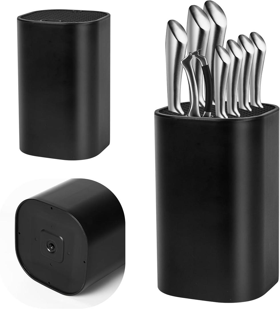 Universal Knife Block Holder Without Knives: Olycism Knife Holder for Counter Top 21 Knives, Scissors & Sharpener Easy Cleaning Kitchen Knife Storage for Spacing Saving Black