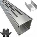 304 Stainless Steel Trench Drain Kit,Narrow Channel Drain with Grate & Coupling, Outdoor Drainage for Pool Deck/Yard/Driveway/Garage (1, Silver Gray, 3.3FT X 2IN X 2IN)