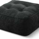 11" Thick Washable Floor Pillow for Adults, Yoga & Meditation Cushion with Handle, Square Large Pillows Seating with Removable Tufted Corduroy Cover for Tatami Living Room Board Games, Dark Gray