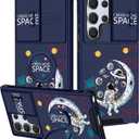 for Samsung Galaxy S25 Ultra Case - Women Girls Cute Phone Cover Pretty Aesthetic Girly Astronaut Space Unique Design with Camera Cover Ring Stand Funda for Samsung S25 Ultra Case