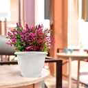 Plastic Flower Pots Planters For Indoor Plants, 4 Pack 10 Inch White Plant Pots With Drainage Hole & Tray, Modern Decorative Large Plant Pot With Saucer For Indoor Outdoor Plants Garden House Planter