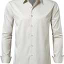 Men's Dress Shirts Formal Slim Fit Stretch Long Sleeve Button Down Shirt for Men Wrinkle Free Collar Business Shirts (M)