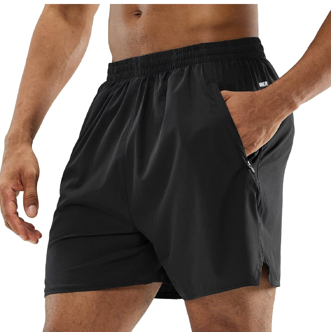 MIER Men's Workout Running Shorts Quick Dry Active 5 Inches Shorts with Pockets, Lightweight, Breathable.Large