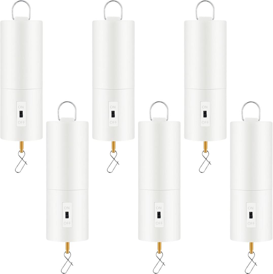 Therwen 6 Pcs Ornament Spinner Battery Operated Wind Spinner Motor Rotator Disco Ball Motor Outdoor Hanging Ornament for Halloween Mardi Gras Decoration, No Battery(White)