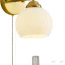 Gold Wall Sconce, mid Century Modern Sconce with Hand Pull Switch Indoor Wall Sconce for Bedroom Bedside Bathroom Kitchen Vanity Hallway Wall Mounted Light Fixture (Pack of 1)