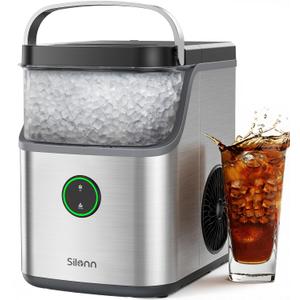 Silonn Nugget Ice Maker Countertop,33Lbs/Day, Includes Scoop & Cleaning