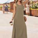 WIHOLL Maxi Dress Summer Dresses 2026 Beach Vacation Clothes Sleeveless Sundresses with Pockets Boho (XXL)