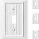 Beadboard Outlet Covers Wall Plates, Bamboo Fiber Light Switch Covers, Natural Material Electric Receptacle Decorative Switch Plate Outlet Cover Pure White (1 Gang Toggle 4 Pack)