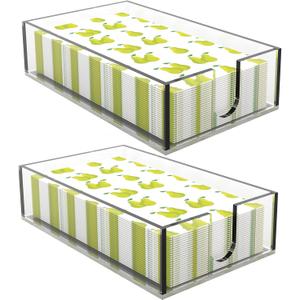 Rubtlamp 2Pcs Acrylic Napkin Holder Bathroom - 0.2Inch Thickness Acrylic Guest Towel Napkin Holder - Hand Towel Tray for Kitchen, Parties, Weddings, Party, Hotel, Restaurant (Clear, 9X5.5X2.5)