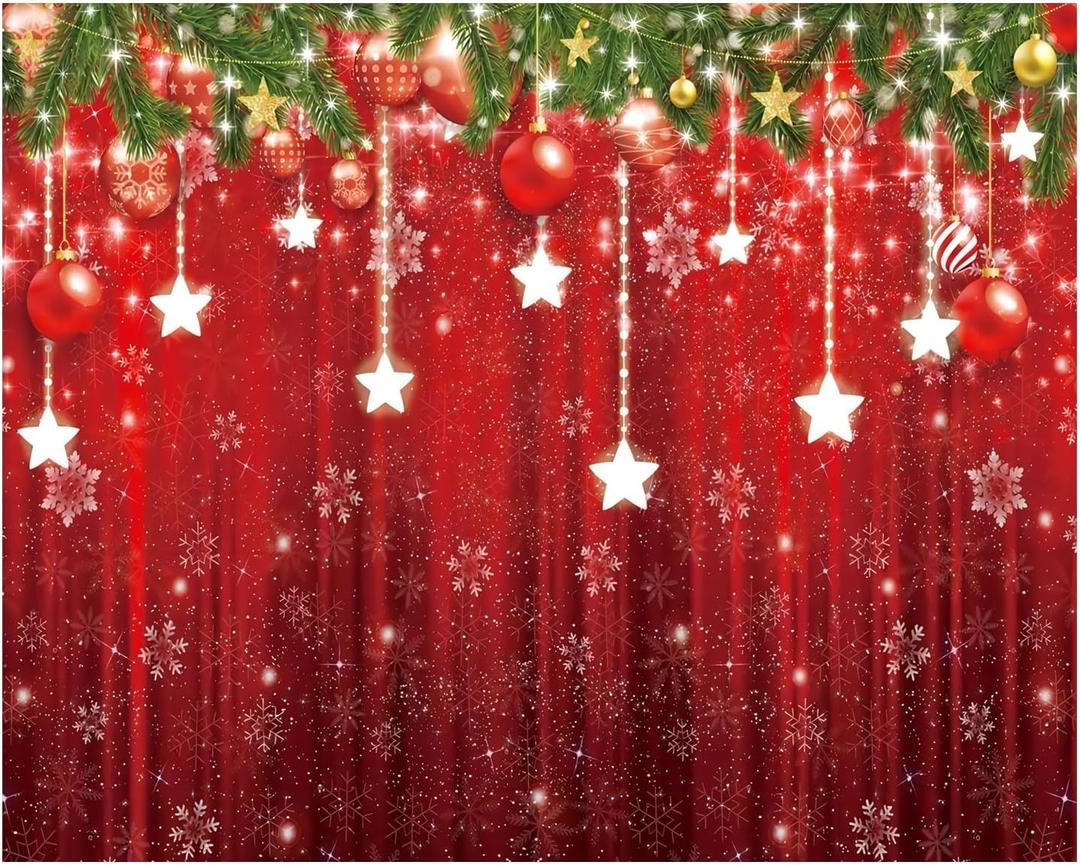 YYNXSY Fabric Red Merry Xmas Background Christmaspodcast Backdrop for Winter New Year Eve Photography Family Party Birthday Glitter Bokeh Sparkle Baby Shower Decoration Photo Booth Props 7X5FT YY-3570