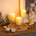 Pillar Candle Holders Candelabra Gold - Set of 12 Bulk Candle Stand Iron Plate Minimalism Modern Home Mantel Dinning Table Decorations Centerpiece for Wedding, Party, Housewarming, Events