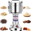 Moongiantgo Grain Mill Grinder Electric 150g Commercial Spice Grinder 850W Stainless Steel Pulverizer Dry Grinding Machine for Wheat Corn Rice Pepper Herbs Coffee Beans (150g Upright, 110V) (Silver)