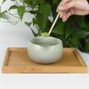 Artcome Matcha Tool Set - Complete Kit with Matcha Bowl with Spout, Bamboo Whisk, Tea Scoop, Whisk Holder, Scoop Holder, Tea Cloth & Powder Strainer, Golden Glaz