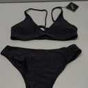 ZAFUL Women's Solid Spaghetti Strap Bralette Bikini Set Two Piece Swimsuit (1-Black, S)